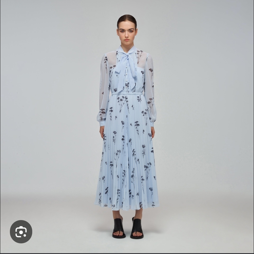 Self-Portrait Blue Floral Midi Dress
